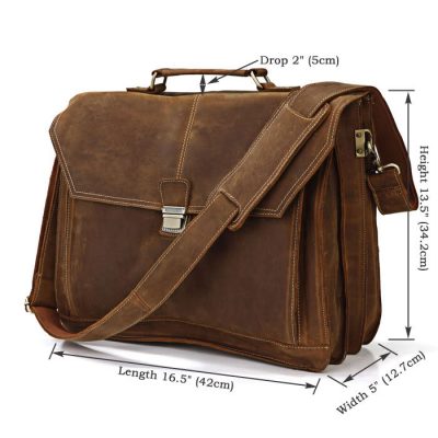 Classic Leather Messenger Bag-Size