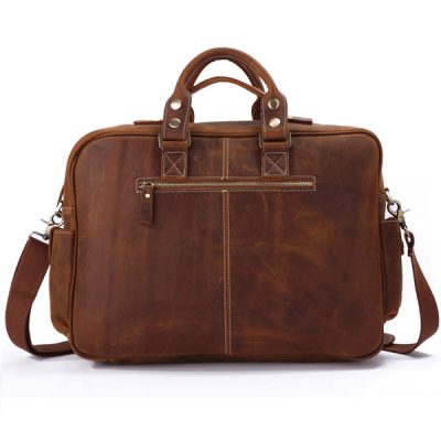 Handmade Vintage Leather Briefcase Travel Messenger and Weekend Bag
