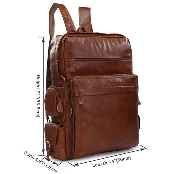 Classic Leather Briefcase Travel Backpack For Men