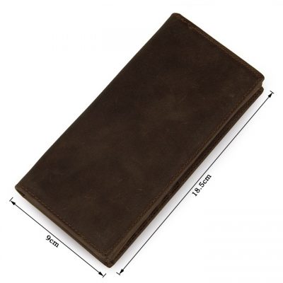 Dark Brown Leather Wallet Card Holder Wallet-Size