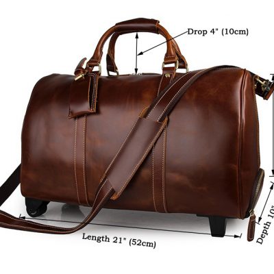 Noble Leather Trolley Travel Bag-Size