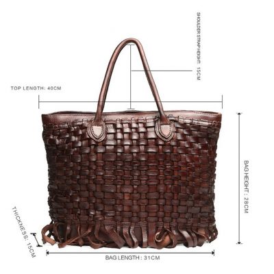 Vegetable Tanned Leather Handbag-Size