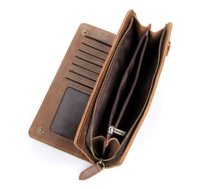 Vintage Style Leather Clutch, Leather Wallet-Inside Pocket