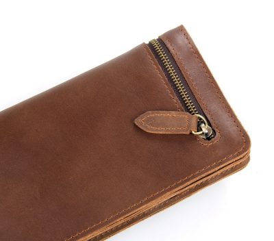 Vintage Style Leather Clutch, Leather Wallet-Zipper