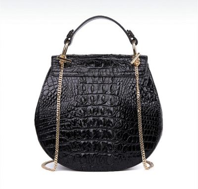 Crocodile Evening Handbag, Crocodile Wrist Bag-Black-Back