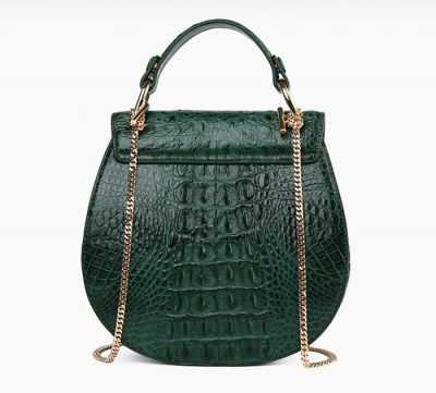 Crocodile Evening Handbag, Crocodile Wrist Bag-Green-Back