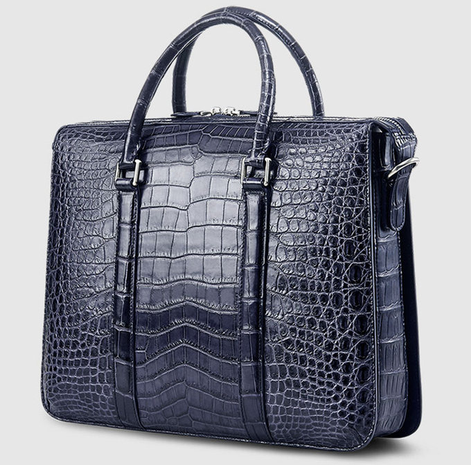 Men's Fashion Crocodile Bag, Luxury Crocodile Laptop Bag for Men