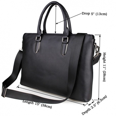 Casual Leather Briefcase, Leather Business Bag-Size