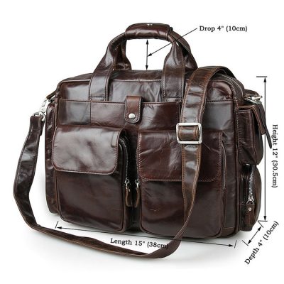 Men's Style Leather Travel Briefcase-Size