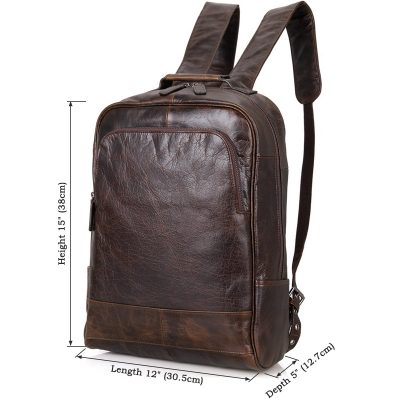 Men’s Vintage Leather Backpack, Leather Rucksack-Size