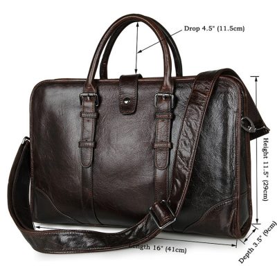 Premium Quality Leather Briefcase, Laptop Bag, Handbag, Satchel, Business Bag-Size