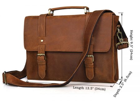 Slim Leather Messenger Bag and Leather Laptop Bag