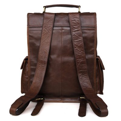 Unisex Vintage Leather Backpack Laptop School College Bookback-Back