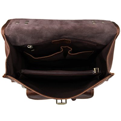 Unisex Vintage Leather Backpack Laptop School College Bookback-Inside