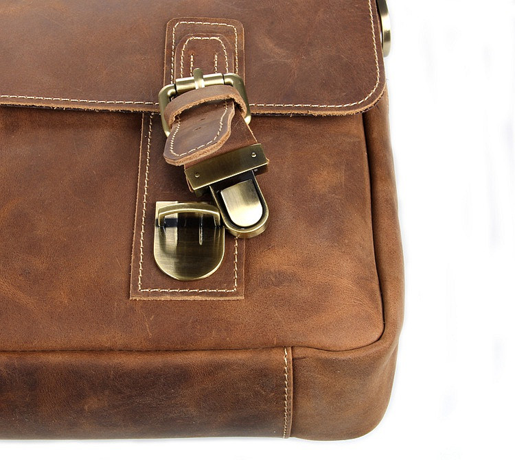 Vintage PHILIPPE Leather Messenger Satchel Shoulder Bag Womens Brown NWOT
