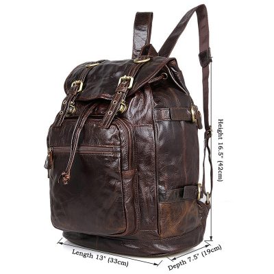 Vintage Leather Travel Backpack For Men-Size