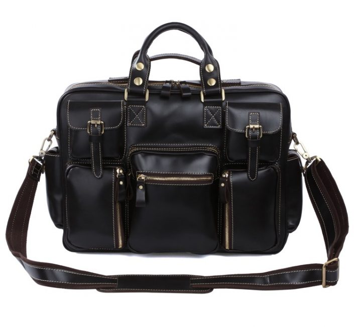 Handmade Leather Briefcase, Travel Bag, Messenger, Weekend Bag