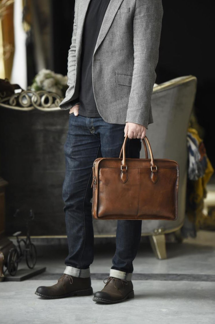 Men's luxury vintage briefcase, Business accessories, Laptop bag for men, Best working outfit